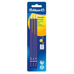 1 Ołówek drewniany Pelikan Silverino - HB 3 szt. na blistrze, mix kolorów