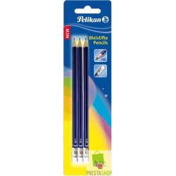 Ołówek drewniany z gumką Pelikan - HB - 3 sztuki